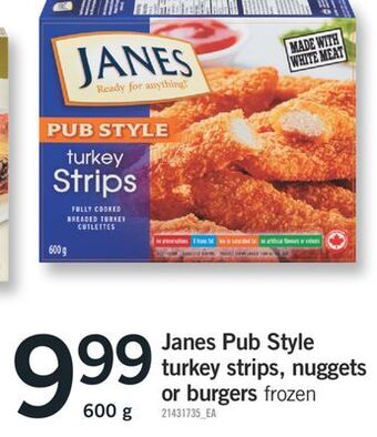 Fortinos Janes pub style turkey strips, nuggets burgers offer