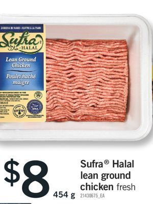 Fortinos Sufra halal lean ground chicken, 454 g offer