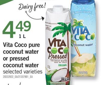 Fortinos Vita coco pure coconut water coconut water or pressed, 1 l offer