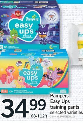Fortinos Pampers easy ups training pants, 68-112's offer