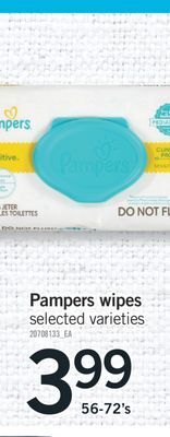 Fortinos Pampers wipes 56-72's offer