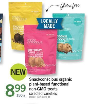 Fortinos Snackconscious organic plant-based functional non-gmo treats offer