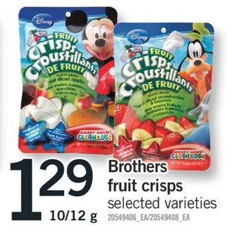 Fortinos Brothers fruit crisps, 10/12 g offer