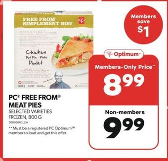 Real Canadian Superstore Pc free from meat pies, 800 g offer