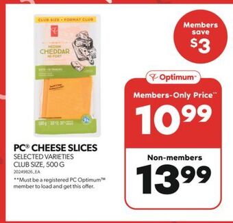 Real Canadian Superstore Pc cheese slices, 500 g offer