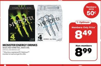 Real Canadian Superstore Monster energy drinks, 4x473 ml offer