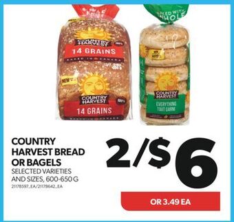 Real Canadian Superstore Country harvest bread or bagels, 600-650 g offer