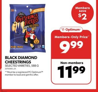 Real Canadian Superstore Black diamond cheestrings, 588 g offer