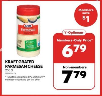 Real Canadian Superstore Kraft grated parmesan cheese, 250 g offer