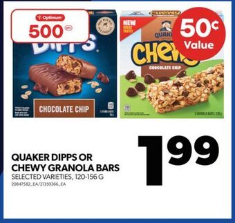 Real Canadian Superstore Quaker dipps or chewy granola bars, 120-156 g offer