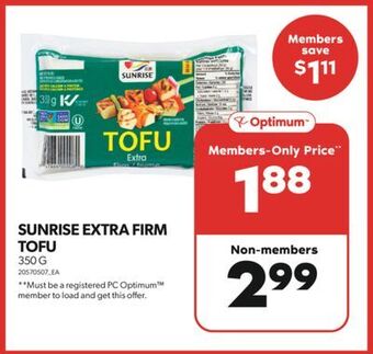 Real Canadian Superstore Sunrise extra firm tofu, 350 g offer