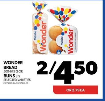 Real Canadian Superstore Wonder bread, 500-675 g or buns, 8's offer
