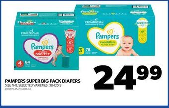 Real Canadian Superstore Pampers super big pack diapers, 38-120's offer