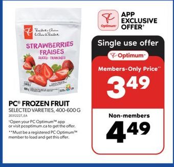 Real Canadian Superstore Pc frozen fruit, 400-600 g offer