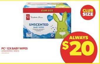 Real Canadian Superstore Pc 12x baby wipes, 1200's offer