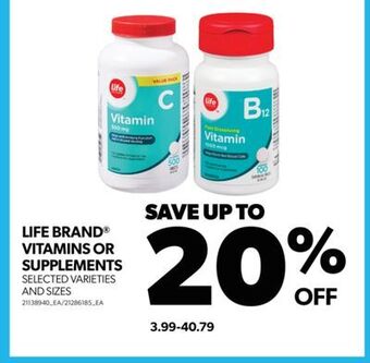 Real Canadian Superstore Life brand vitamins or supplements offer