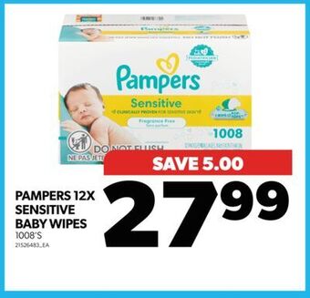 Real Canadian Superstore Pampers 12x sensitive baby wipes, 1008's offer