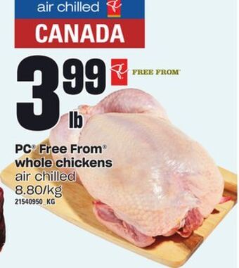Loblaws Pc free from whole chickens offer