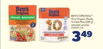 Real Canadian Superstore Ben's original 10 or organic ready to heat rice, (240 g) offer