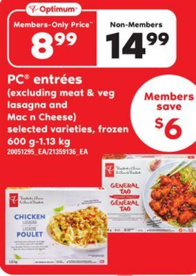 Loblaws Pc entrées, 600 g-1.13 kg offer