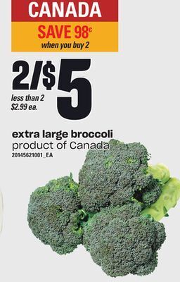 Loblaws Extra large broccoli offer