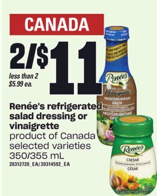 Loblaws Renée's refrigerated salad dressing or vinaigrette, 350/355 ml offer