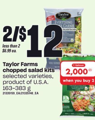 Loblaws Taylor farms chopped salad kits, 163-383 g offer