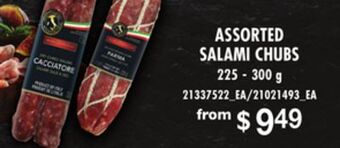 Loblaws Assorted salami chubs, 225 - 300 g offer
