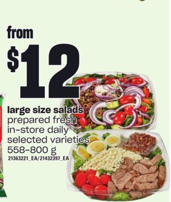 Loblaws Large size salads, 558-800 g offer