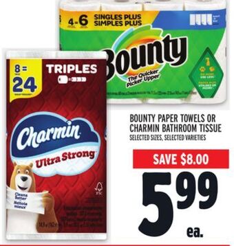 Metro Bounty paper towels or charmin bathroom tissue offer