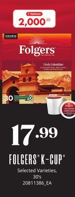 Loblaws Folgers k-cup , 30's offer