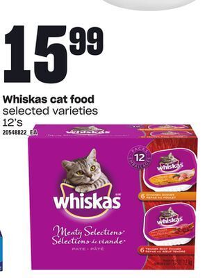 Loblaws Whiskas cat food, 12's offer
