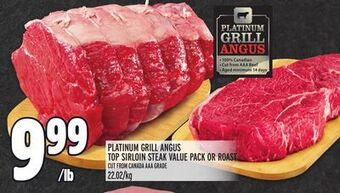 Metro Platinum grill angus top sirloin steak value pack or roast offer