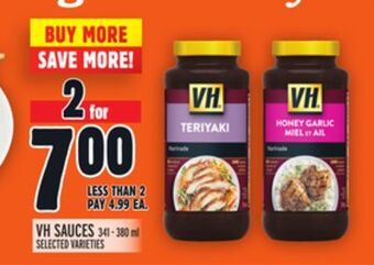 Metro Vh sauces offer