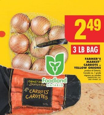 No Frills Farmer's market carrots or yellow onions, 3 lb bag offer