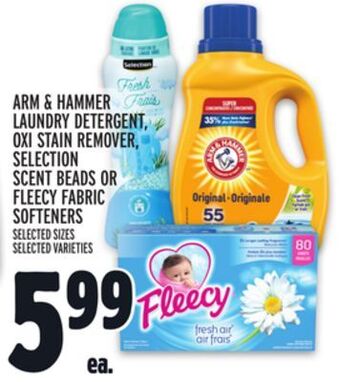 Metro Arm & hammer laundry detergent, oxi stain remover, selection scent beads or fleecy fabric softeners offer