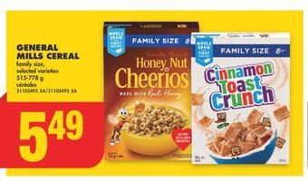 No Frills General mills cereal, 515-778 g offer