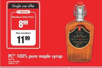 No Frills Pc 100% pure maple syrup, 500 ml offer