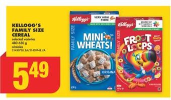 No Frills Kellogg's family size cereal, 480-650 g offer