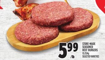 Metro Store-made seasoned beef burgers offer