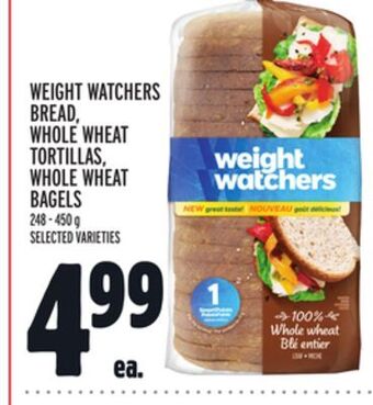 Metro Weight watchers bread, whole wheat tortillas, whole wheat bagels offer