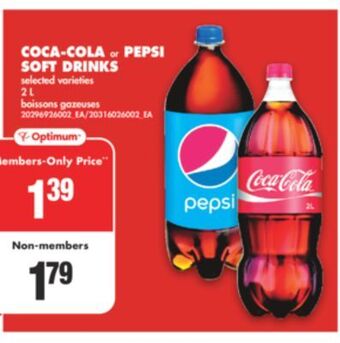 No Frills Coca-cola or pepsi soft drinks, 2 l offer