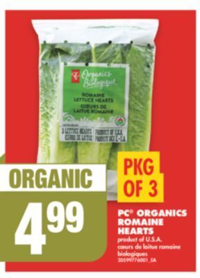 No Frills Pc organics romaine hearts, pkg of 3 offer