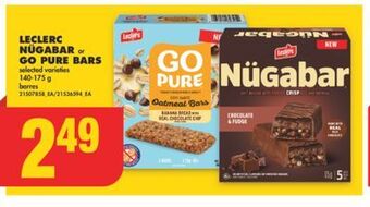 No Frills Leclerc nügabar or go pure bars, 140-175 g offer