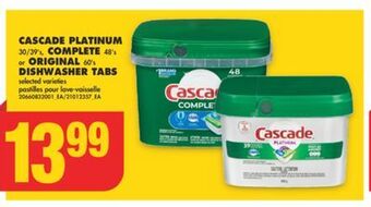 No Frills Cascade platinum 30/39's, complete 48's or original 60's dishwasher tabs offer