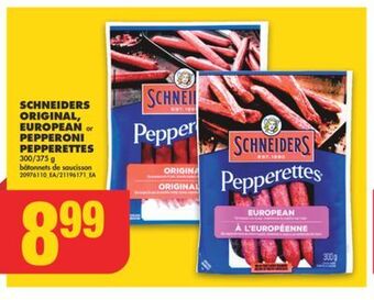 No Frills Schneiders original, european or pepperoni pepperettes, 300/375 g offer