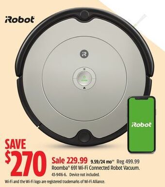 Canadian Tire Irobot roomba 691 wi-fi connected robot vacuum offer