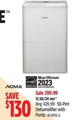 Canadian Tire Noma 50-pint dehumidifier with pump offer