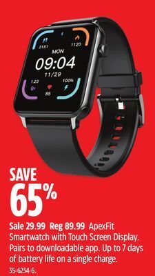 Canadian Tire Apexfit smartwatch with touch screen display offer