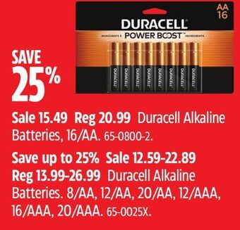 Canadian Tire Duracell alkaline batteries, 16/aa offer